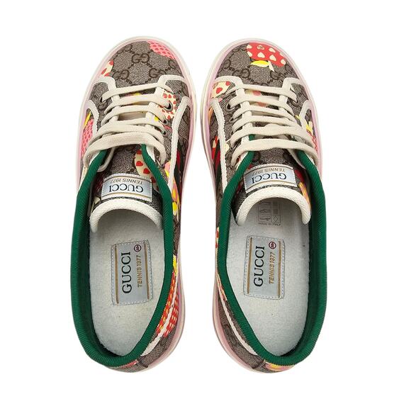 Gucci GG Supreme Canvas Tennis 1977 Sneaker Pink Red Apple Size 38.5 US 8.5 - Picture 7 of 11